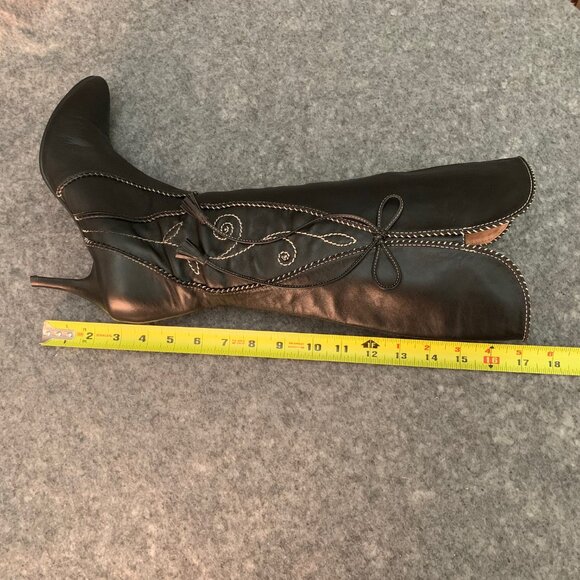 Staccato Women's Black Heel Pump Knee High Boots - Picture 12 of 13